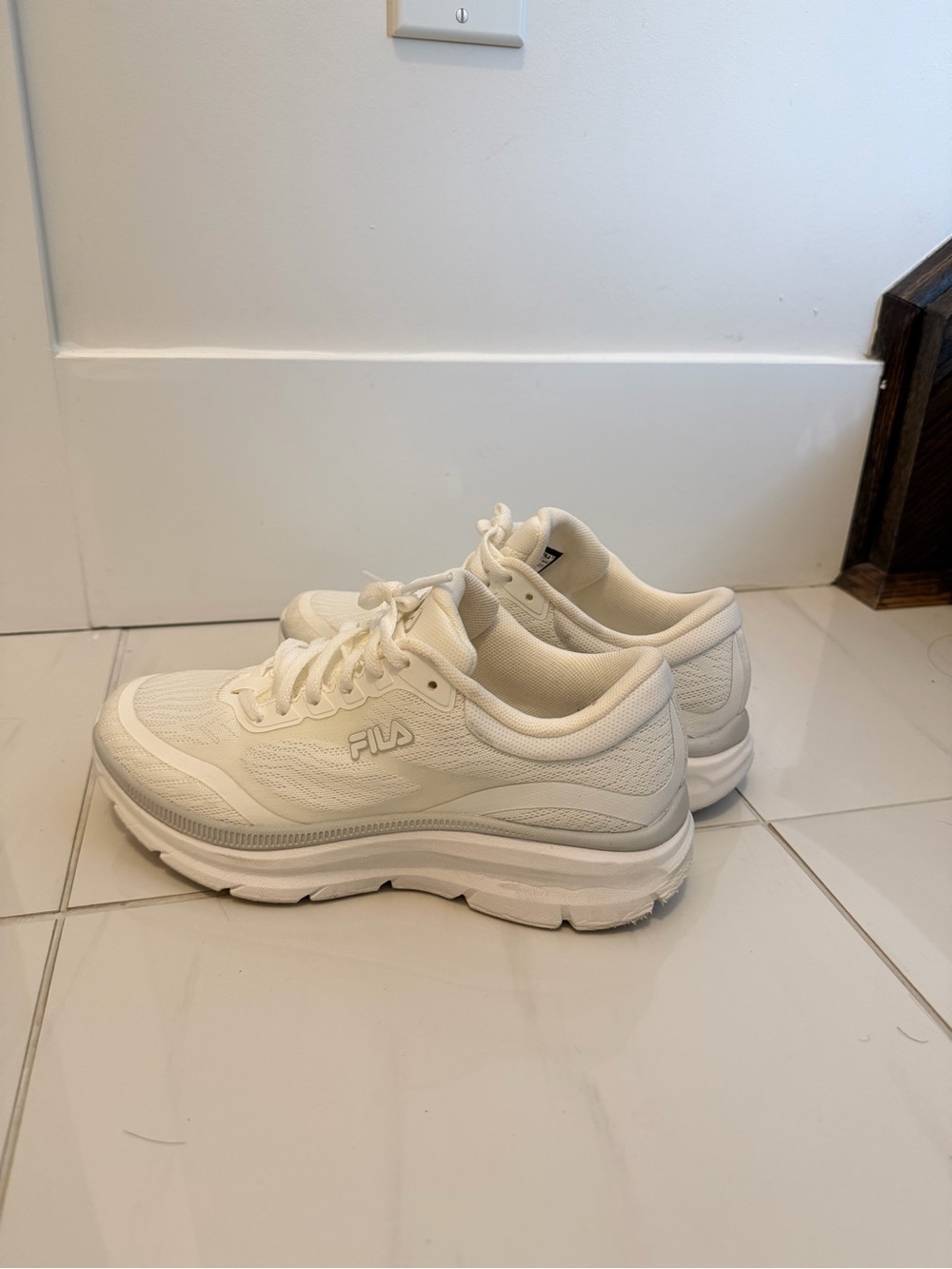Fila Cream/White Platform Lace-Up Sneakers